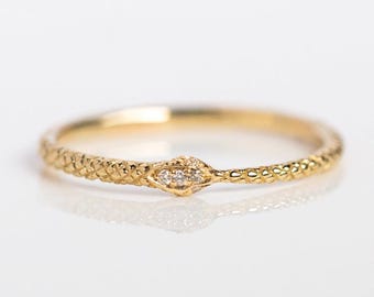 14K Gold Ouroboros Diamond Snake Ring: Symbolic Fine Jewelry |  Gift for her, Minimalist Jewelry, Silver/Vermeil/Plated Jewelry