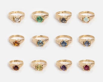 10k Gold Miniature Birthstone Ring Charm – Dainty Personalized Jewelry