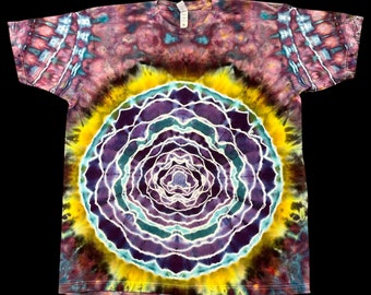 SIZE XL peony mandala and diamond totem tie dye shirt