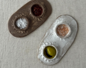 Handgefertigte Minimal Keramik Würzschale: Olivenöl Tablett, Tapas Schale