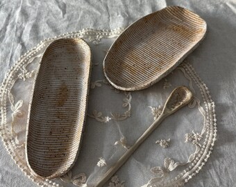 ceramic speckled platters set rustic oval serving platter and spoon set stoneware neutral hosting dishes handmade minimal pottery oval plate