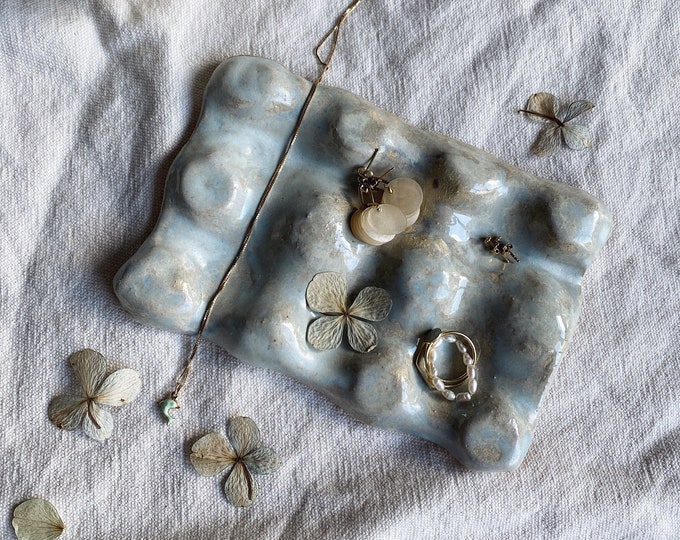 Ceramic jewelry dish handmade rustic jewelry display modern unique trinket minimal aesthetic earring / ring dish gift for her jewelry holder