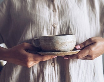 Pottery Cappuccino cup set ceramic mug fantasy earthy mug rustic minimalist large mug Wabi sabi cup housewarming aesthetic cups gift for her