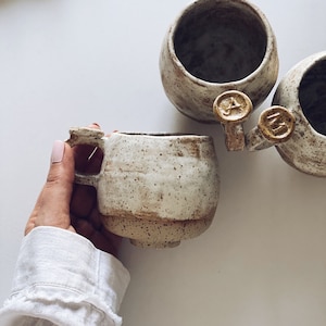 Bespoke listing ceramic mug Alphabet letter espresso latte cup handmade ceramic personalized mug for him rustic speckled cappuccino mug