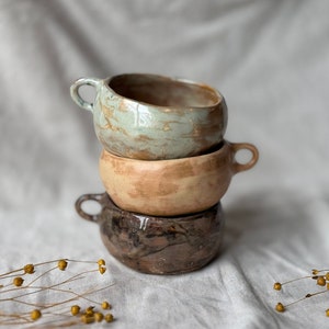 ceramic mug pottery coffee latte cup rustic stoneware tea cup large cappuccino cup wabi sabi marble art cup vintage glossy brown blue mug