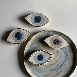 Handmade ceramic evil eye wall hanging evil eye ceramic eye decor blue eye wall hanging nazar eye decor evil eye centerpiece new home gift