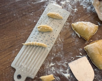 Handmade Ceramic Pasta Board: Rustic cooking Utensil -  fresh pasta making tool