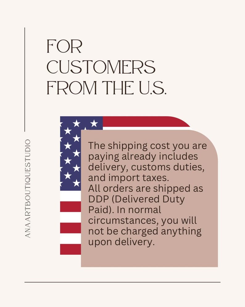 K&ouml;nnte beinhalten: Grafik mit dem Text &bdquo;F&Uuml;R KUNDEN AUS DEN USA&ldquo; und einer Darstellung der amerikanischen Flagge. Der Text erkl&auml;rt, dass die Versandkosten Lieferung, Zollgeb&uuml;hren und Einfuhrsteuern beinhalten.