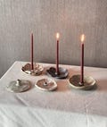 Handmade Ceramic Mini Taper Prayer Candle Holder: Rustic Stoneware table decor