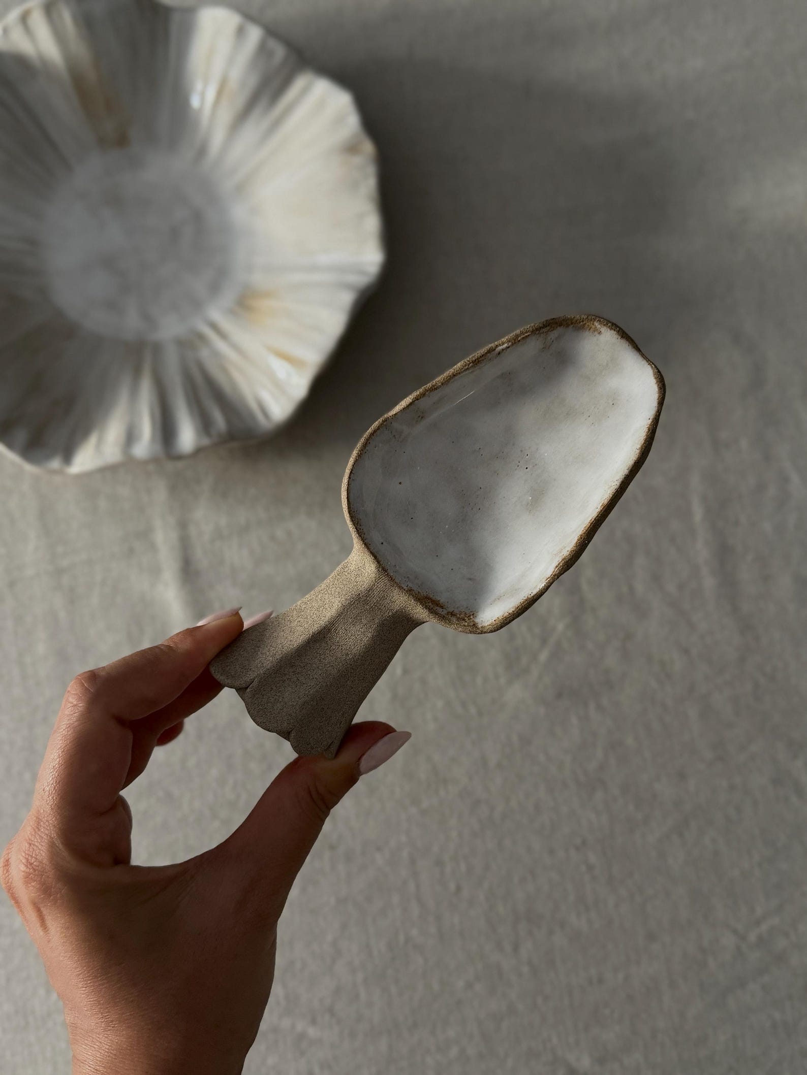 Handmade ceramic Messy Coquette Ice scoop : pottery fancy kitchenware ,Christmas gift