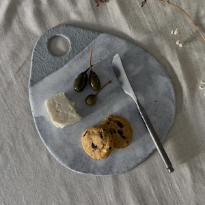 Handmade Ceramic Charcuterie Board: Glossy White Stoneware Serving Platter