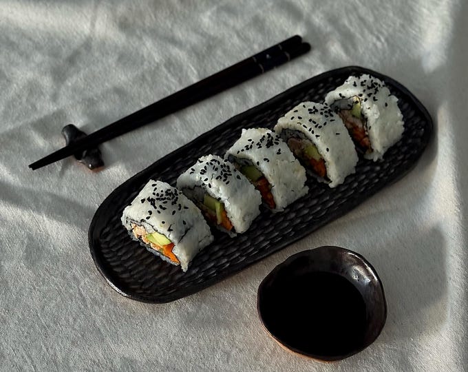Handmade Ceramic Sushi Serving dish : Chinese Platter, hosting sushi tray