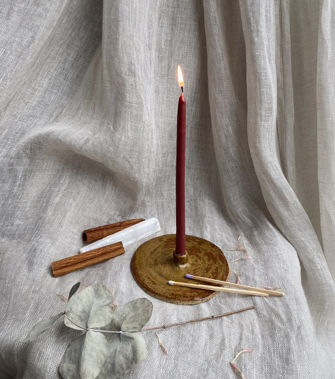 Thin Taper Candle Holder Pottery Thin Candle Stick Minimal Etsy