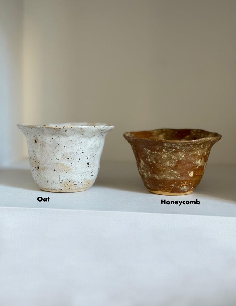 Handgefertigte Keramik Latte Tassen: Wabi Sabi Steingut Lungo Kaffeetasse, Affogato Tasse / zeitlose Tasse Honeycomb