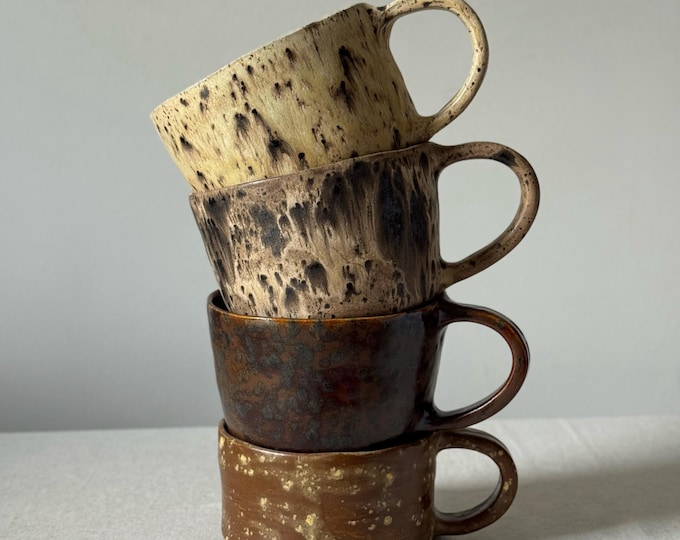 Handmade Ceramic Coffee Mugs: Rustic Earth Tone Mug , 12 oz Latte Pottery Cup
