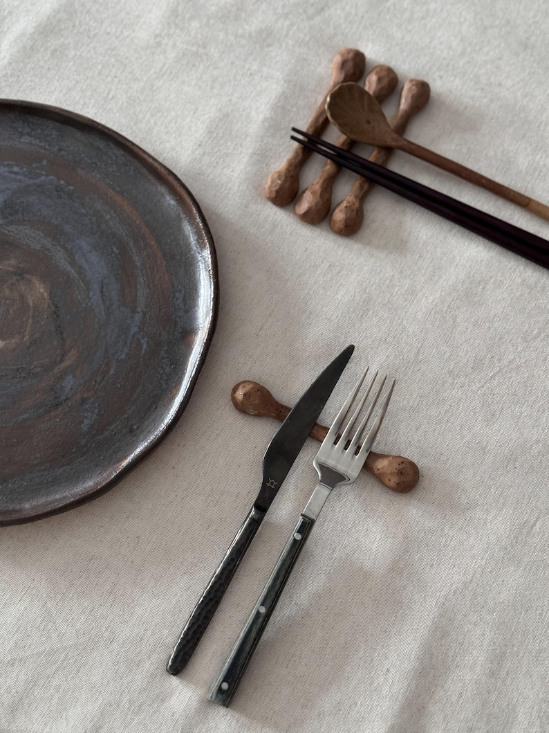 Handmade Stoneware Cutlery Rest Set: Japanese Minimalist Tableware - Etsy