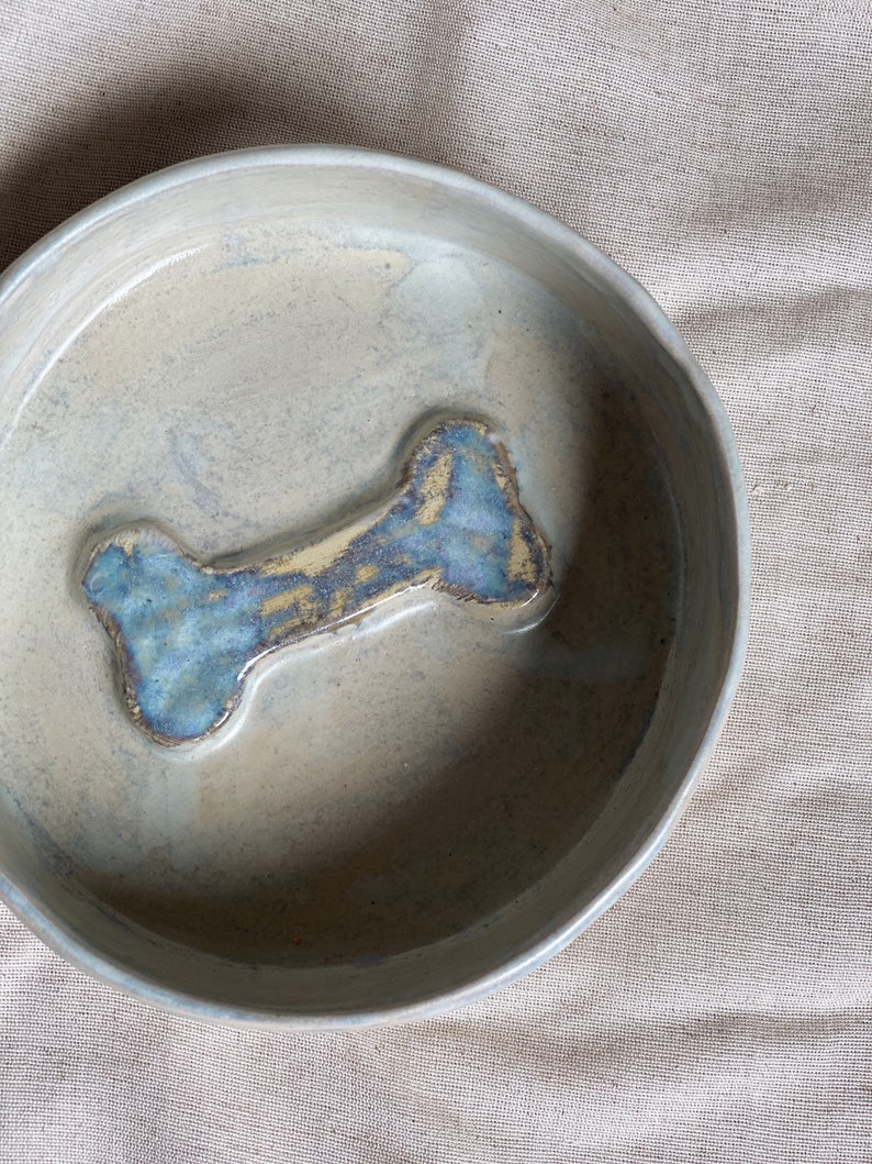 pet bowl white pottery dog water bowl ceramic dog bowl with bone gift for dog moms aesthetic pet food bowl, pet accessory, pet lover present image 4