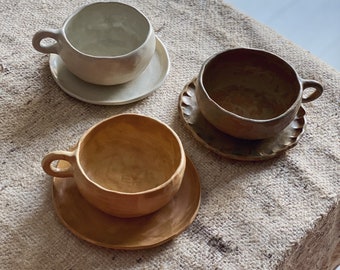 ceramic cup saucer Unique Cappuccino cup hostess Latte vintage mug minimalist Rustic coffee mug handmade pottery tea cup Bronze espresso cup