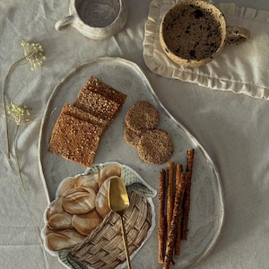 Handgemachte Super Large Steinzeug Servierplatte: Rustikales Ovales Tablett