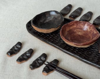 Handmade Ceramic Sushi Serving dish : Chinese Platter, hosting sushi tray