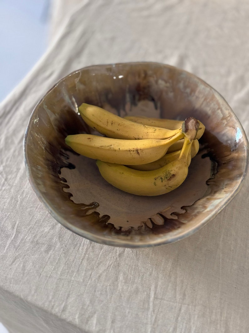 Large ceramic bowl rustic dinnerware bowl pottery large decorative bowl handmade fruit large dish pasta bowl table centerpiece gift for her image 4