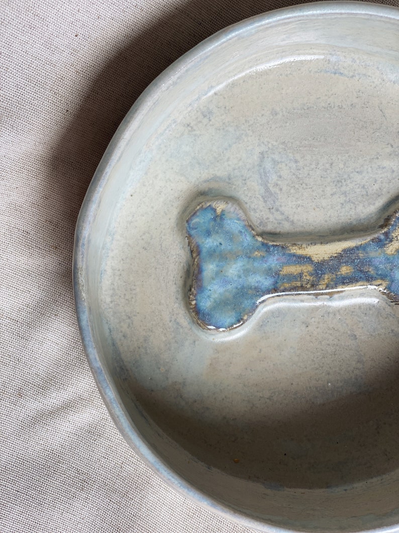 pet bowl white pottery dog water bowl ceramic dog bowl with bone gift for dog moms aesthetic pet food bowl, pet accessory, pet lover present image 6