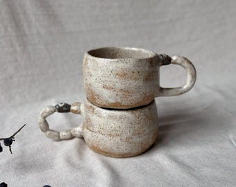 Handmade Speckled Ceramic Mug with Evil Eye Handle – Rustic Greek Coffee Cup –Artisan Pottery large wabi sabi mug with blue eye gift for her