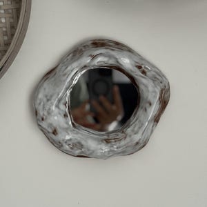Handmade Sculptural Ceramic Mirror I Organic wall Art Decor