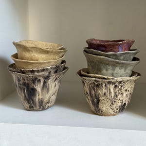 Handgefertigte Keramik Latte Tassen: Wabi Sabi Steingut Lungo Kaffeetasse, Affogato Tasse / zeitlose Tasse Bild 12