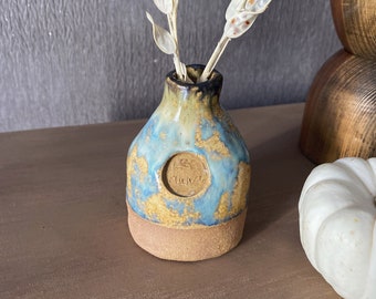 ceramic bud vase handmade small  blue vase pottery stoneware rustic flower vase organic vintage ceramic vase cute housewarming gift for her