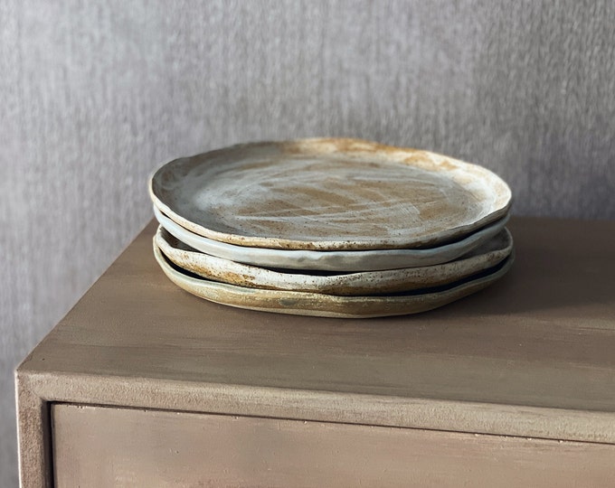 Bespoke listing large ceramic dinner plates set minimal rustic plates set pottery vintage earth dinnerware set handmade stoneware plates set