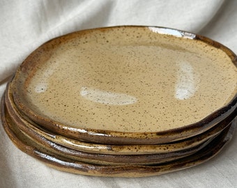 Handmade Ceramic Dessert Plate –  Minimal Glossy Small Serving Dish for Snacks & Sweets