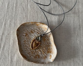 Handmade Ceramic Pendant Necklace: Rustic Blue Pottery, Statement Choker Necklace