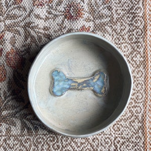 pet bowl white pottery dog water bowl ceramic dog bowl with bone gift for dog moms aesthetic pet food bowl, pet accessory, pet lover present image 5