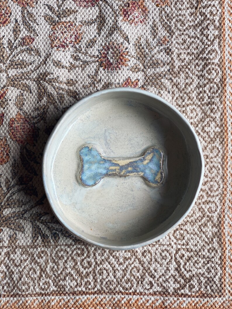 pet bowl white pottery dog water bowl ceramic dog bowl with bone gift for dog moms aesthetic pet food bowl, pet accessory, pet lover present image 5