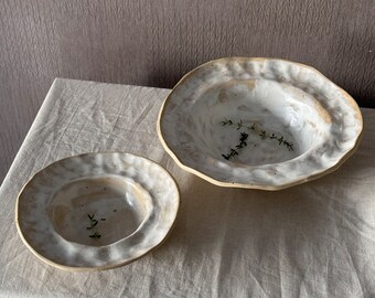 Handmade Ceramic Serving Bowls : Speckled White Rustic Pasta Large Bowl