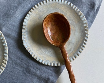 Handmade Ceramic Spoon Rest: Rustic Vintage Kitchen Accessory / gift for MOM