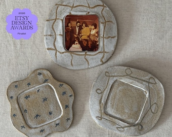 Magnetic Ceramic Picture Frame | Handmade Fridge Magnet | Mini Picture Holder for Memories