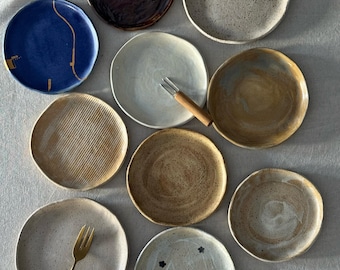 Handmade Wabi Sabi Ceramic Dessert Plates – Small Minimal Serving Dishes