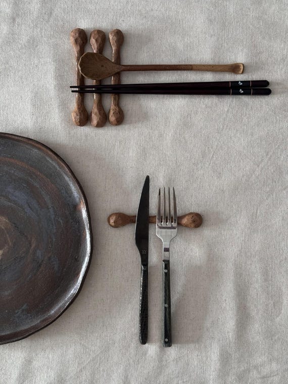 Set 6 Poggiaposate In Ceramica Bianca - Per Bacchette, Cucchiai, Forchette, Design Minimalista
