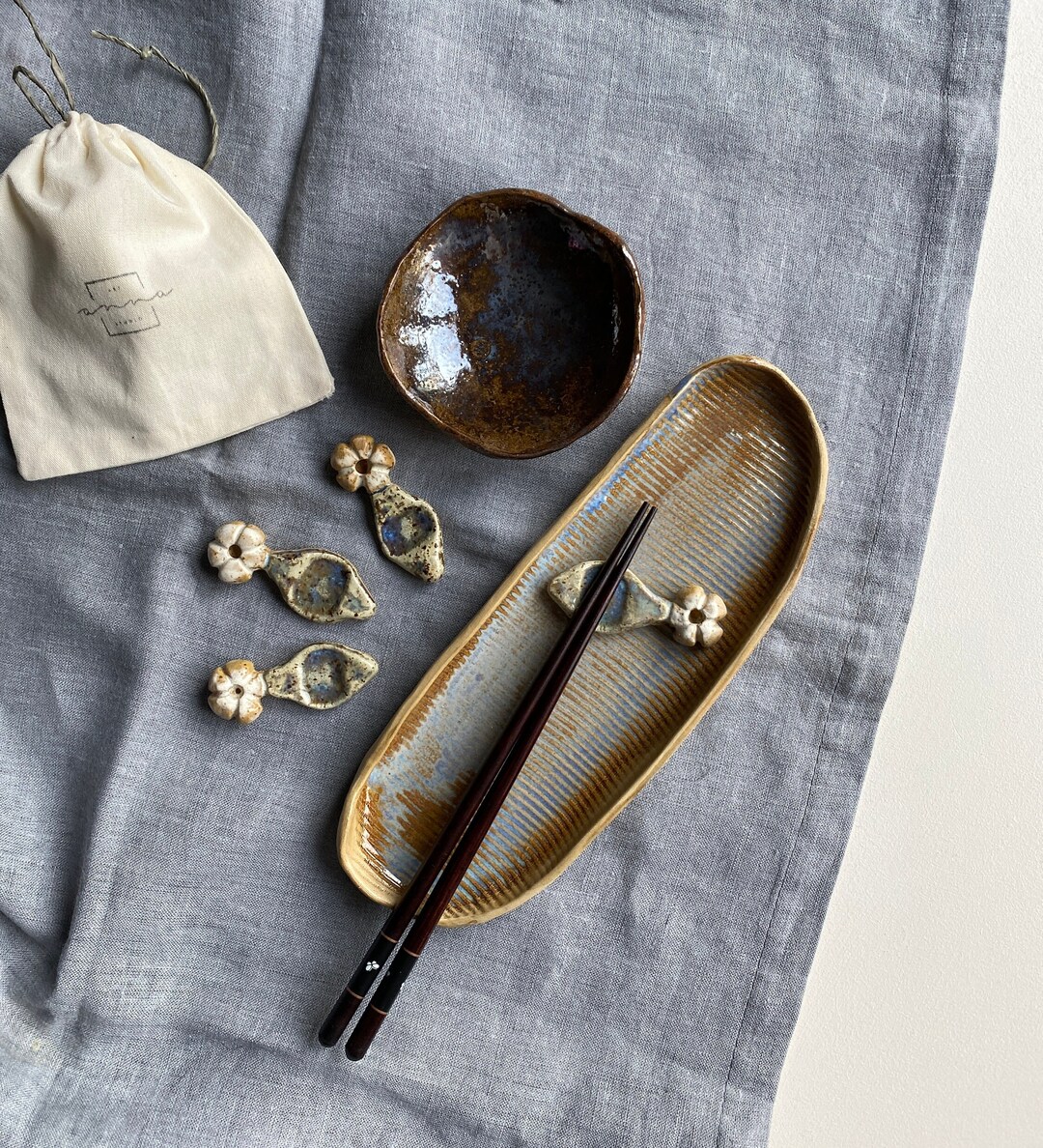 Ceramic Sushi Plates Set Pottery Sushi Serving Tray Full Set Etsy