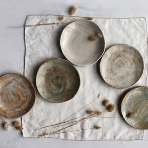 Ceramic neutral plate handmade rustic pottery kitchenware rustic minimal serving plate wabi sabi dinnerware aesthetic plate set gift for her