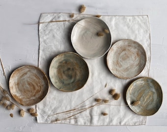 Ceramic neutral plate handmade rustic pottery kitchenware rustic minimal serving plate wabi sabi dinnerware aesthetic plate set gift for her