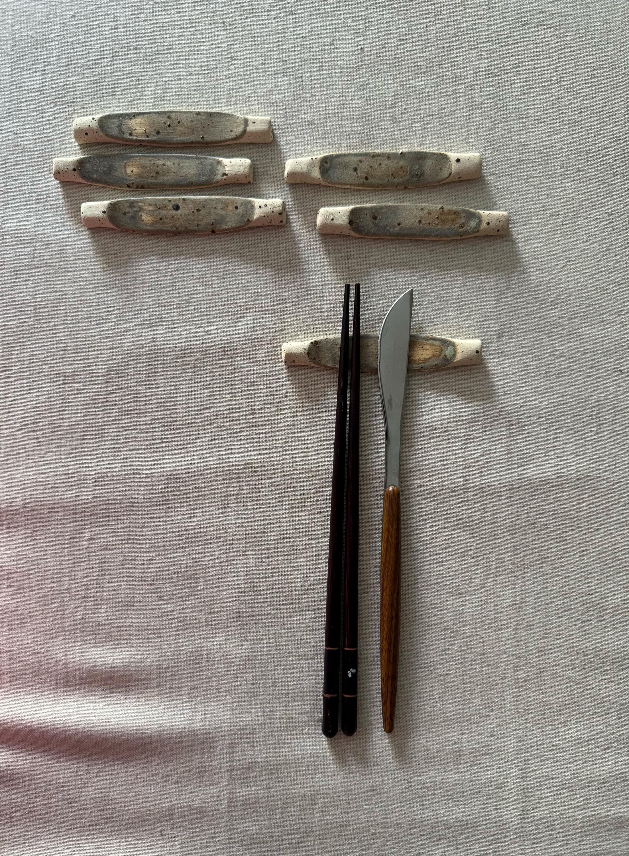 Handmade Stoneware Cutlery Rest Set: Japanese Minimalist Tableware - Etsy