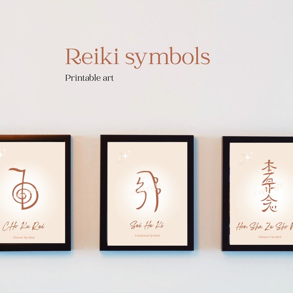 Reiki Symbole - Digital Reiki Print - Spa Dekor - Reiki Art - Printable - spirituelle Kunst - Cho Ku Rei - Sei He Ki - Prints - Beige - Elegant