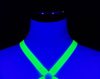 x-Harness | Neon Harness | neon outfit | Rave outfit | UV Light Harness|