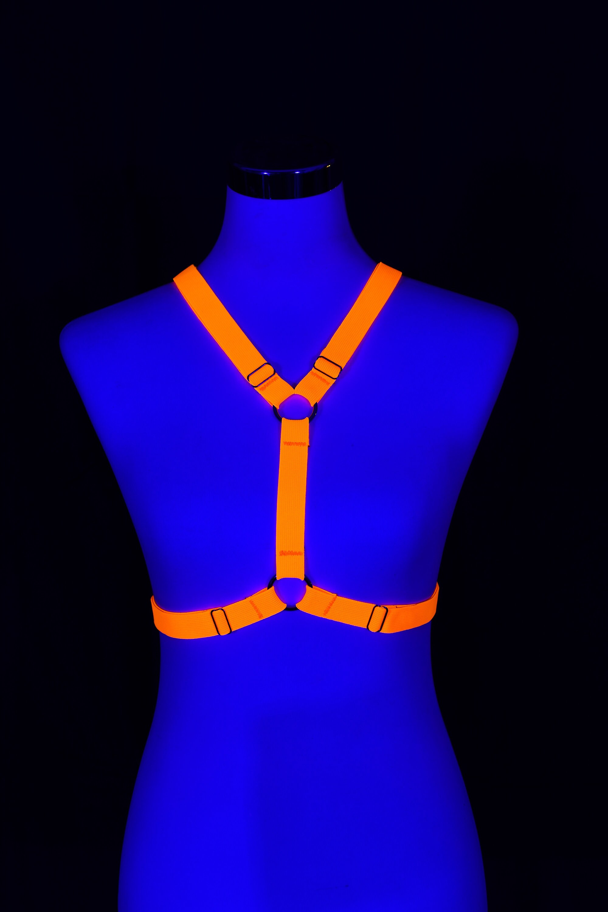 Neon Harness | neon orange | fluorescent orange | Glow | UV light | Black light | Glows in the dark | UV light | Glow in the dark