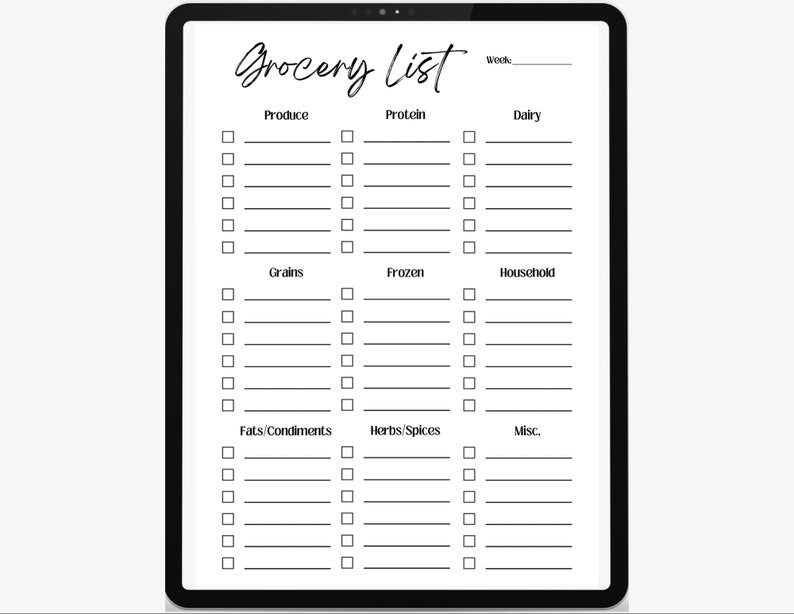 Minimalist Grocery List, Digital Download, Printable PDF - Etsy