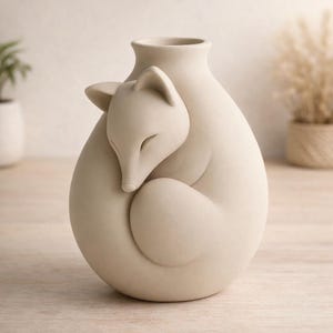 Fox Vase 3D Model STL: Modern Minimalist Planter (Digital Download)