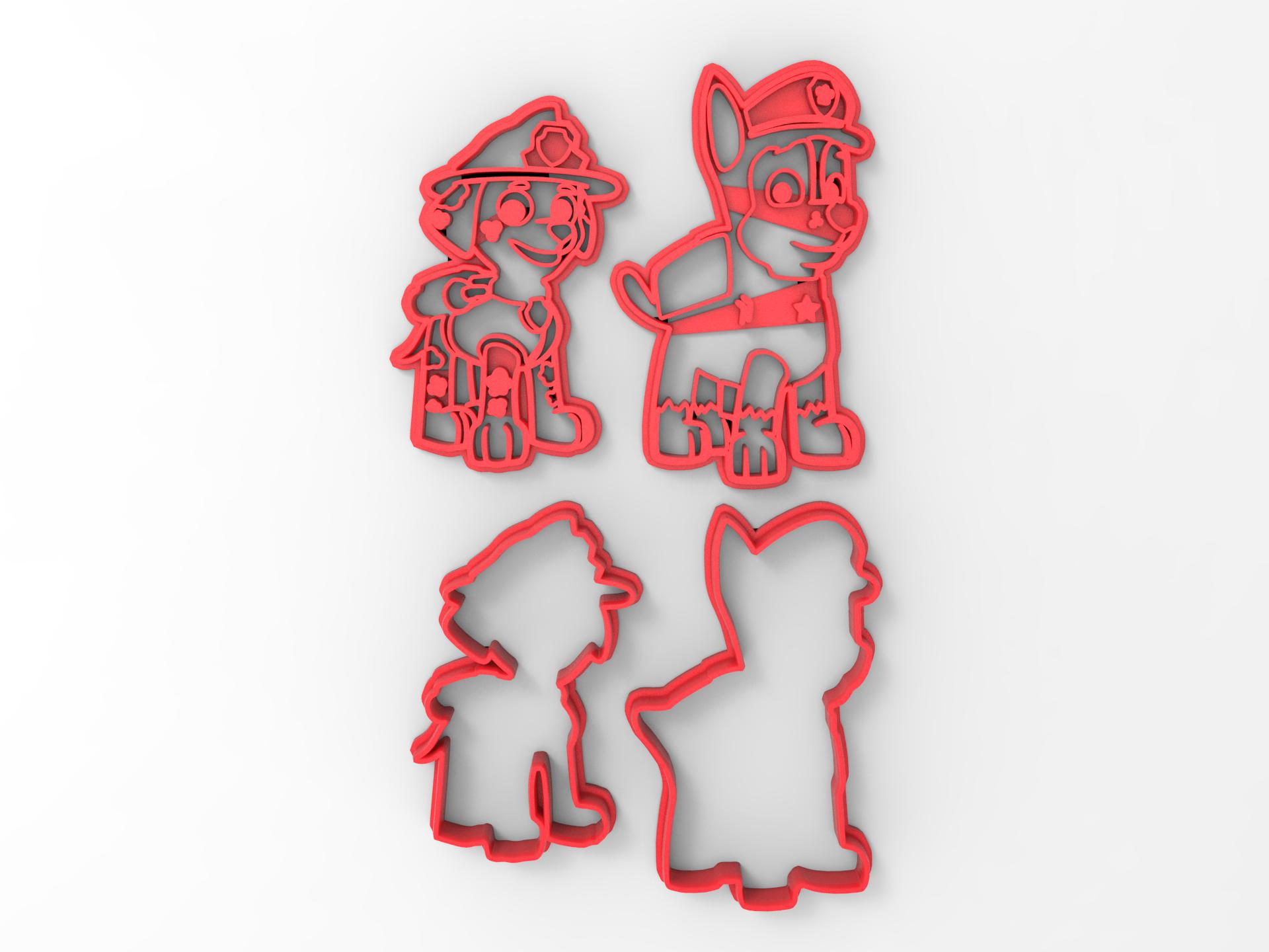 PAW Patrol Cookie Cutters: Chase & Marshall, Kids Baking (STL Files) - Etsy